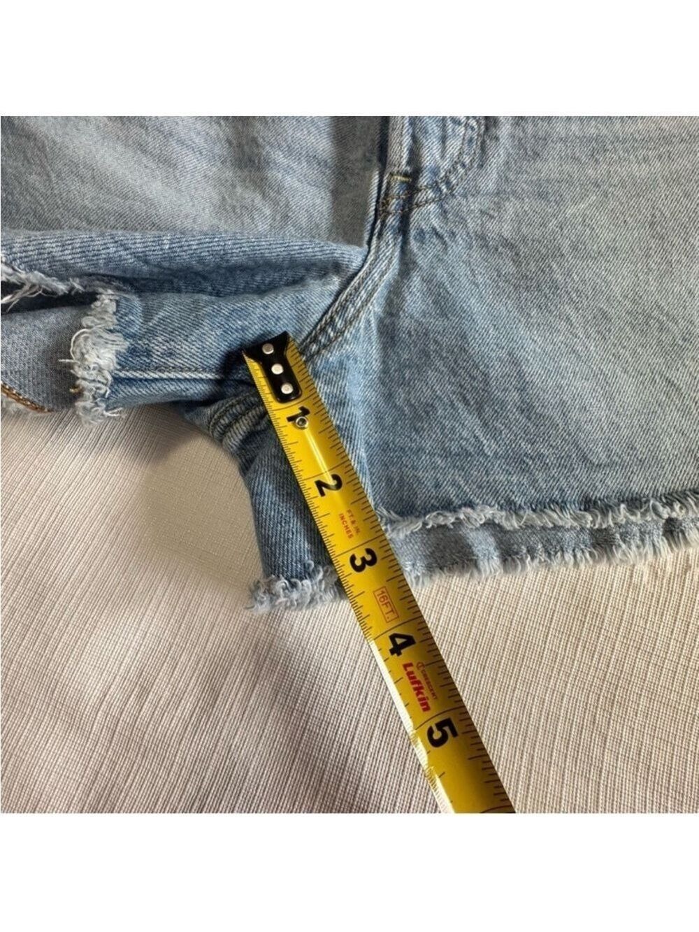 Levi's RIBCAGE SHOR, Blue Jean Shorts High-Waisted Frayed Hem, PREMIUM - Picture 11 of 12